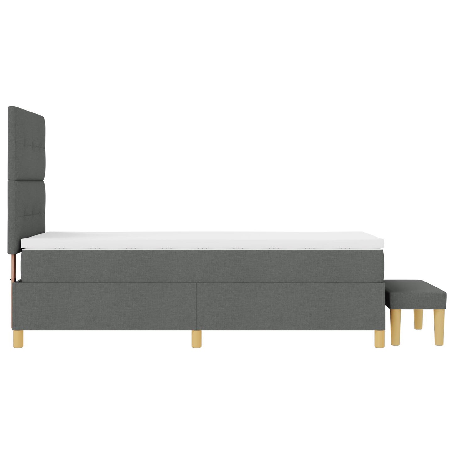 Boxspring Bed Met Matras & Bank Stof Donkergrijs 90 x 190 cm Knopgestikt