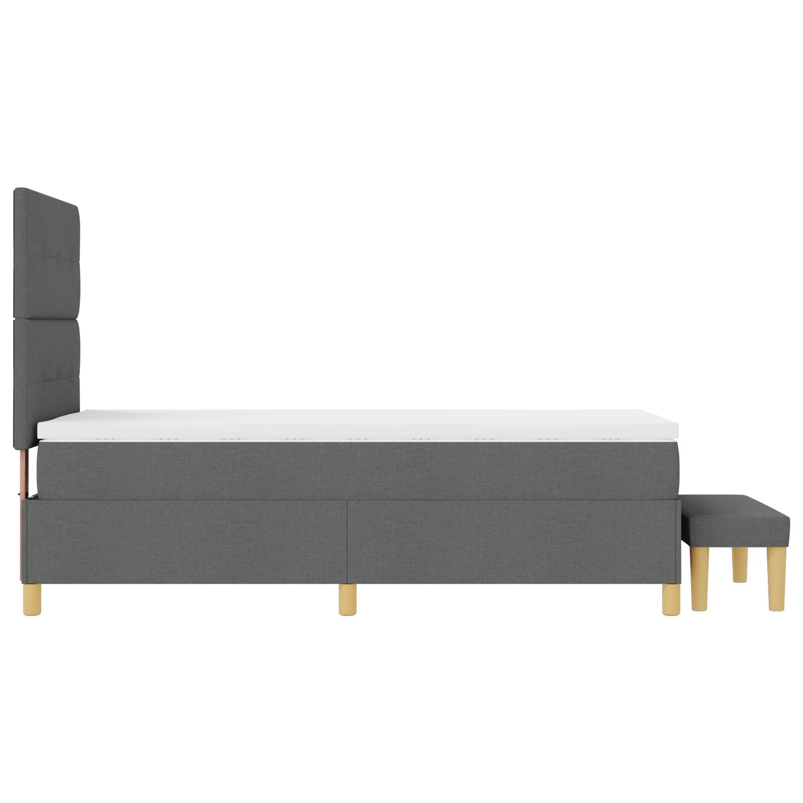 Boxspring Bed Met Matras & Bank Stof Donkergrijs 90 x 190 cm Knopgestikt