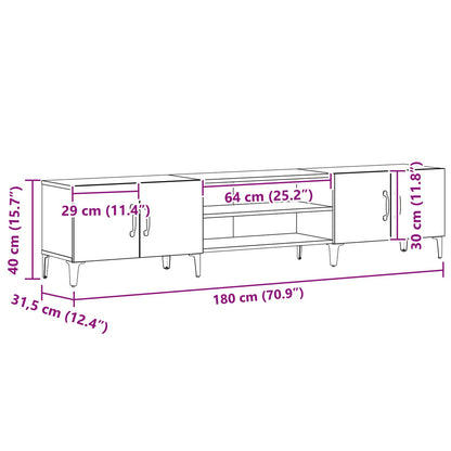 Tv Meubel Zwart Eiken 180X31,5X40 Cm Geengineerd Hout