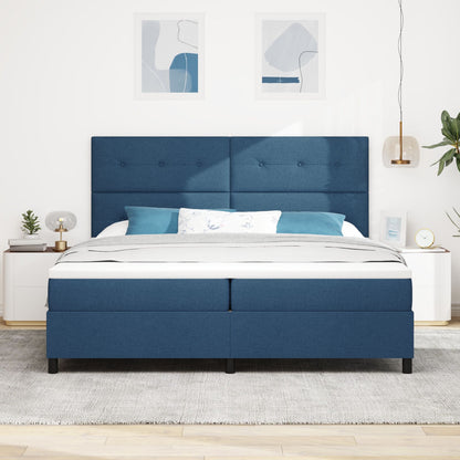 Boxspringbed Met Matras Stof Blauw 200 x 200 cm Knop tufted