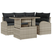 5-Delige Tuin Sofa Set Met Kussens Lichtgrijs Poly Rattan