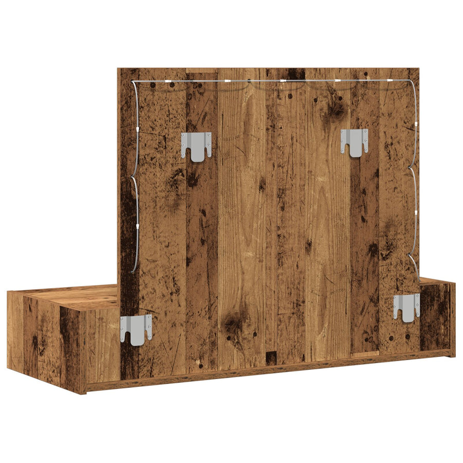 Wandkaptafel -Verlichting 100 x 40 x 70 cm Oud Hout met LED