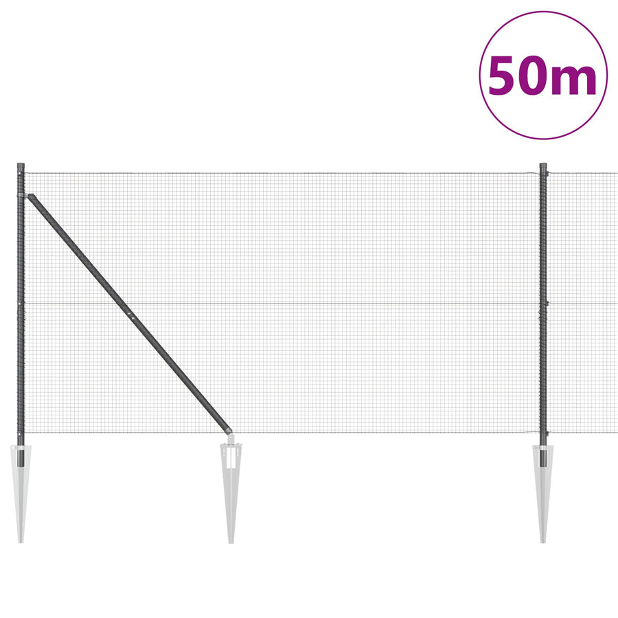 Gelast Draadhek Met 13 Spijker Posts Grijs 1,4X50 M Staal Gegalvaniseerd Staal