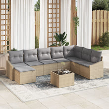 9-Delige Tuin Sofa Set Met Kussens Zwart Poly Rattan