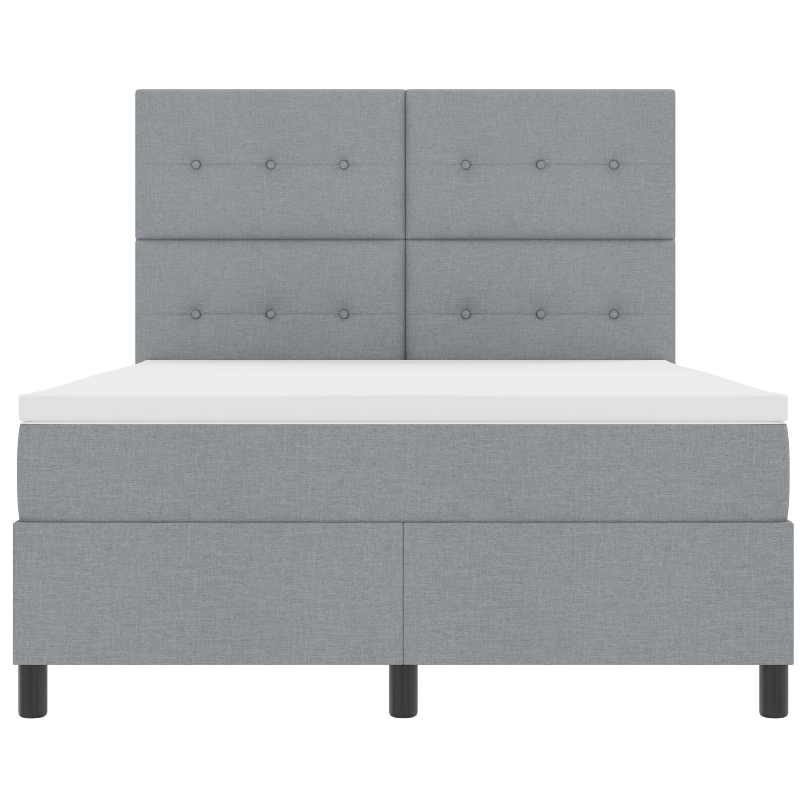 Boxspringbed Met Matras Stof Lichtgrijs 160 x 200 cm Knoop gestoffeerd