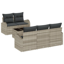 6 Delige Tuin Sofa Set Met Kussens Licht Grijs Poly Rattan