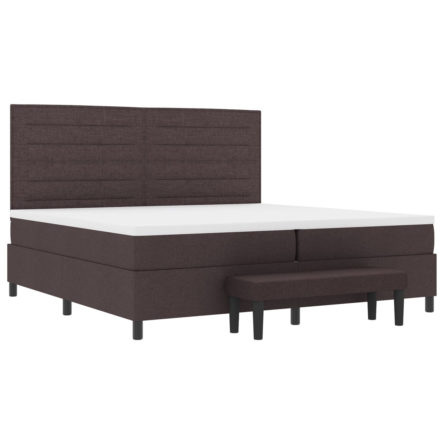 Boxspringbed Met Matras & Bank Stof Donkerbruin 200 x 200 cm Lijnen ontwerp