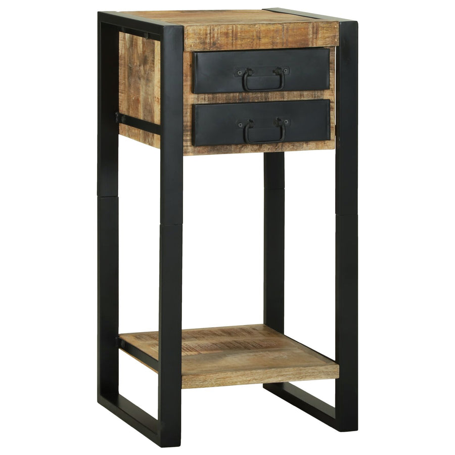 Bijzettafels Natuurlijke Hout En Zwart , Metaal