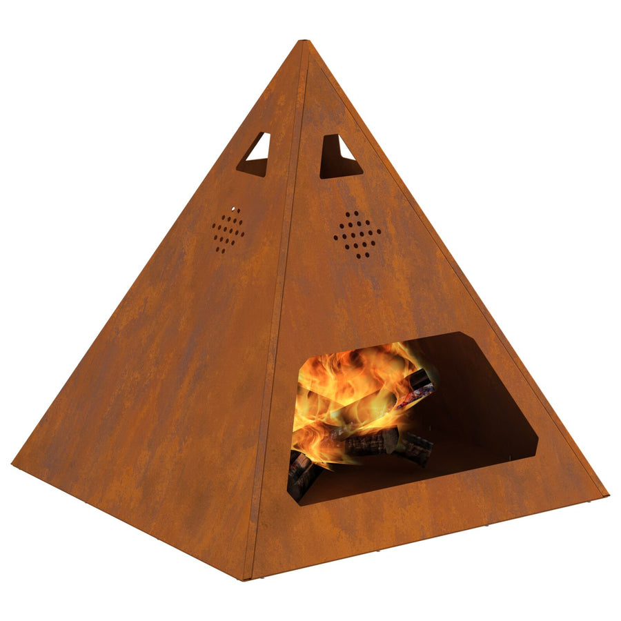 Vuurkorb Piramide 50X50X51 Cm Verweerd Staal Verweerd staal/Bruin