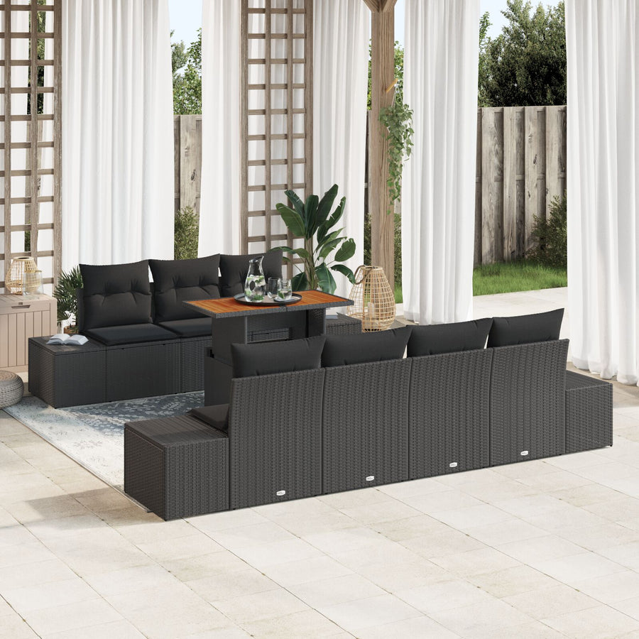 Tuinsofa Set Set Van 8 Zwart En Bruin