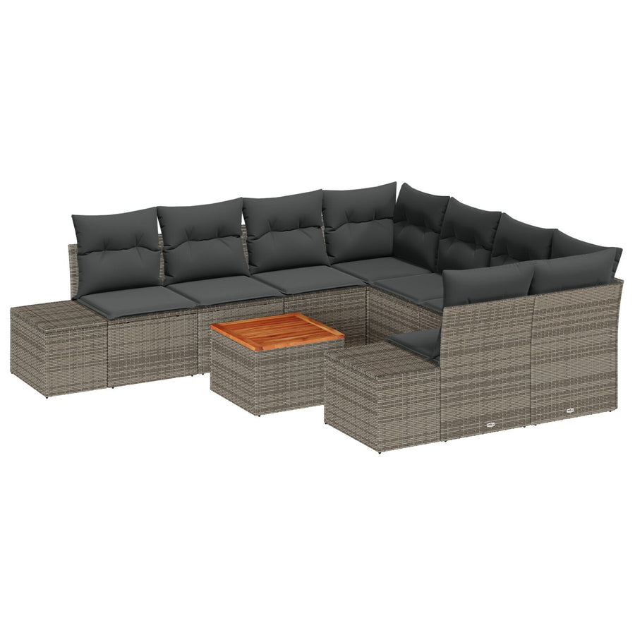 Tuin Sofa Set Set Van 9 Grijs Poly Rattan Tuin Sofa Set