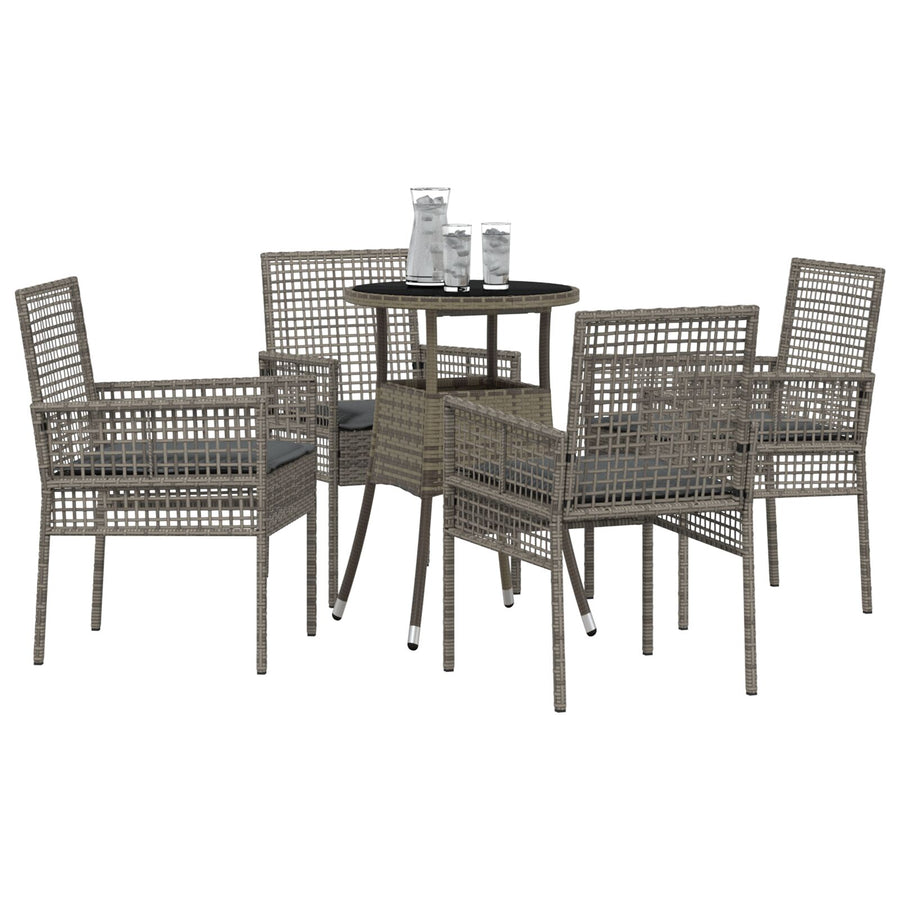 5-Delige Tuin Eettafelset Grijs Poly Rattan
