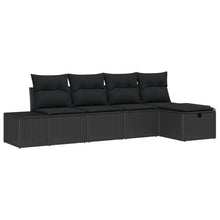 5-Delige Tuin Sofa Set Met Kussens Zwart Poly Rattan Wit
