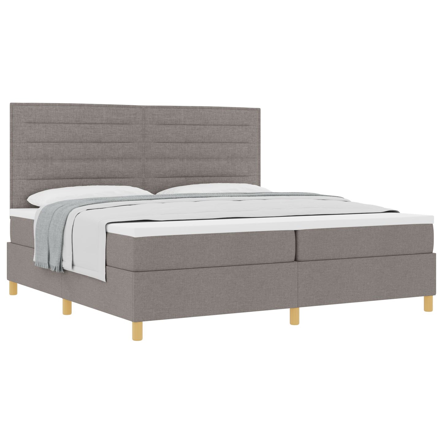 Boxspringbed Met Matras Taupe 200X200 Cm Stof Blauw
