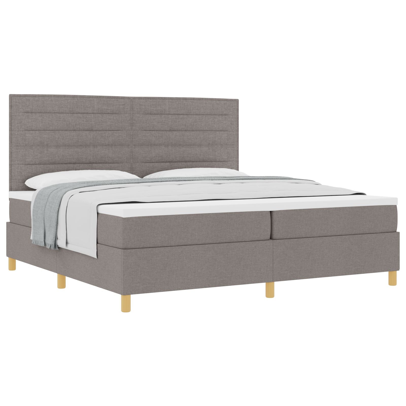 Boxspringbed Met Matras Taupe 200X200 Cm Stof Blauw
