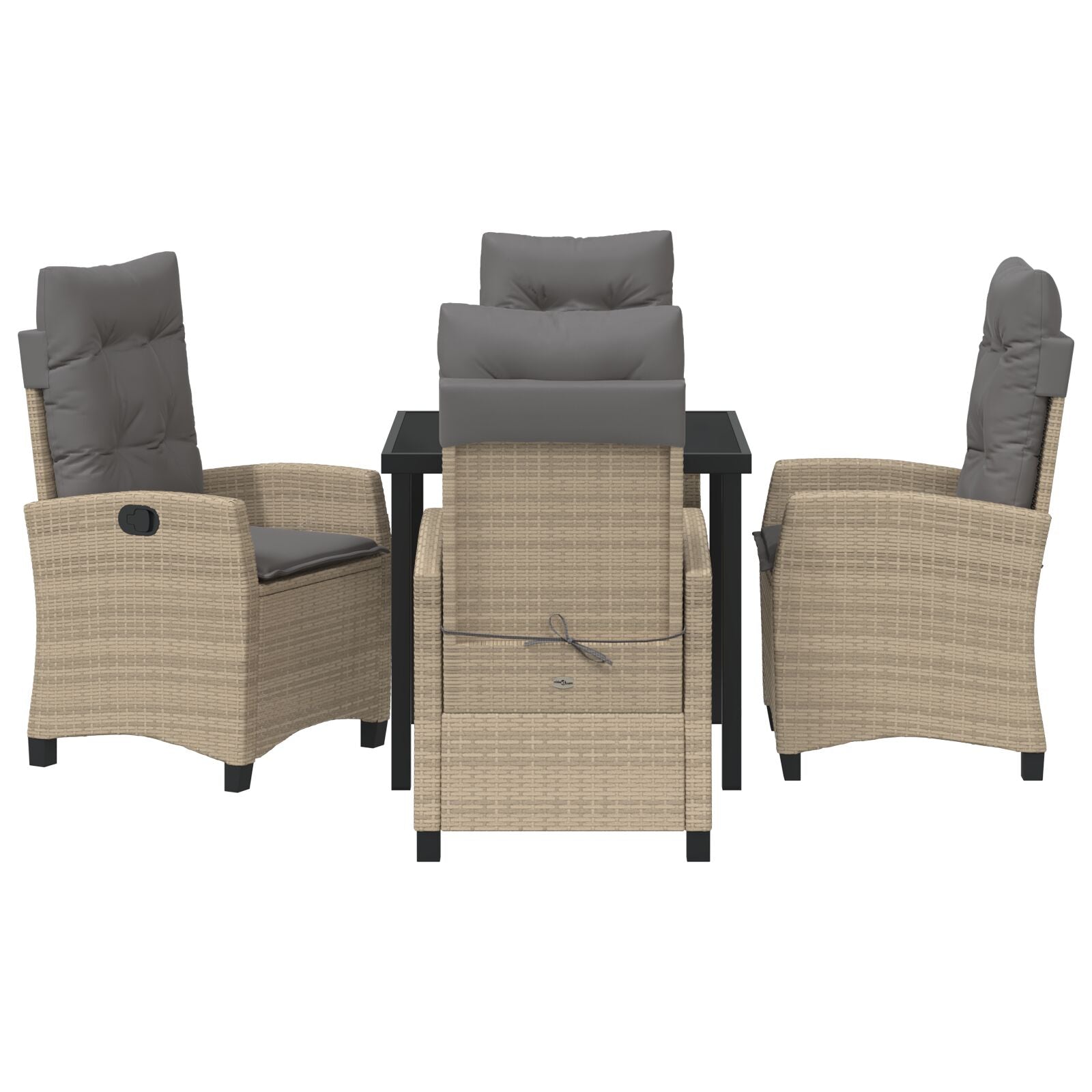 5 Delige Tuin Eettafel Set Met Kussens Beige Poly Rattan