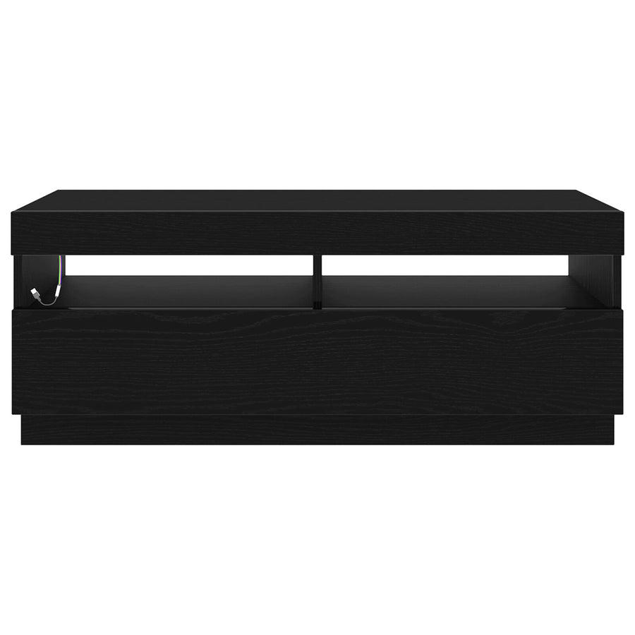 Tv-Kast Met Led-Verlichting - Zwart Eiken - 100X35X40 Cm - Bewerkt Hout