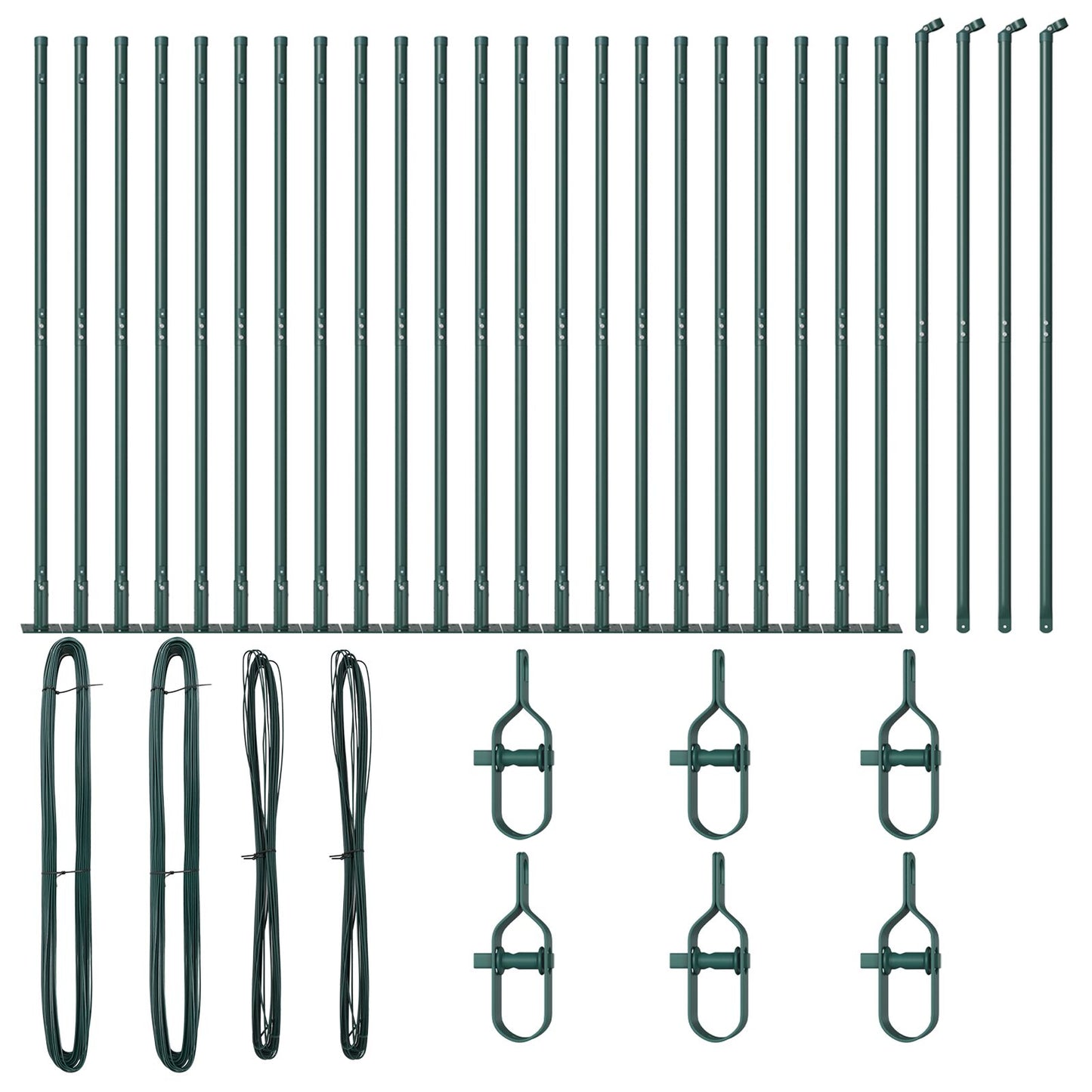 Heipalen Set Van 52 Beton, Staal 3.2 X 3.2 X 68.5 Cm Groen 130 cm 26x betonnen paal