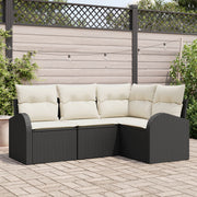 Garden Sofa Set 4 pcs Black poly rattan