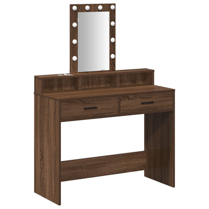 Kaptafel Met Led-Lampen Bruin eiken 100 x 41 x 140 cm