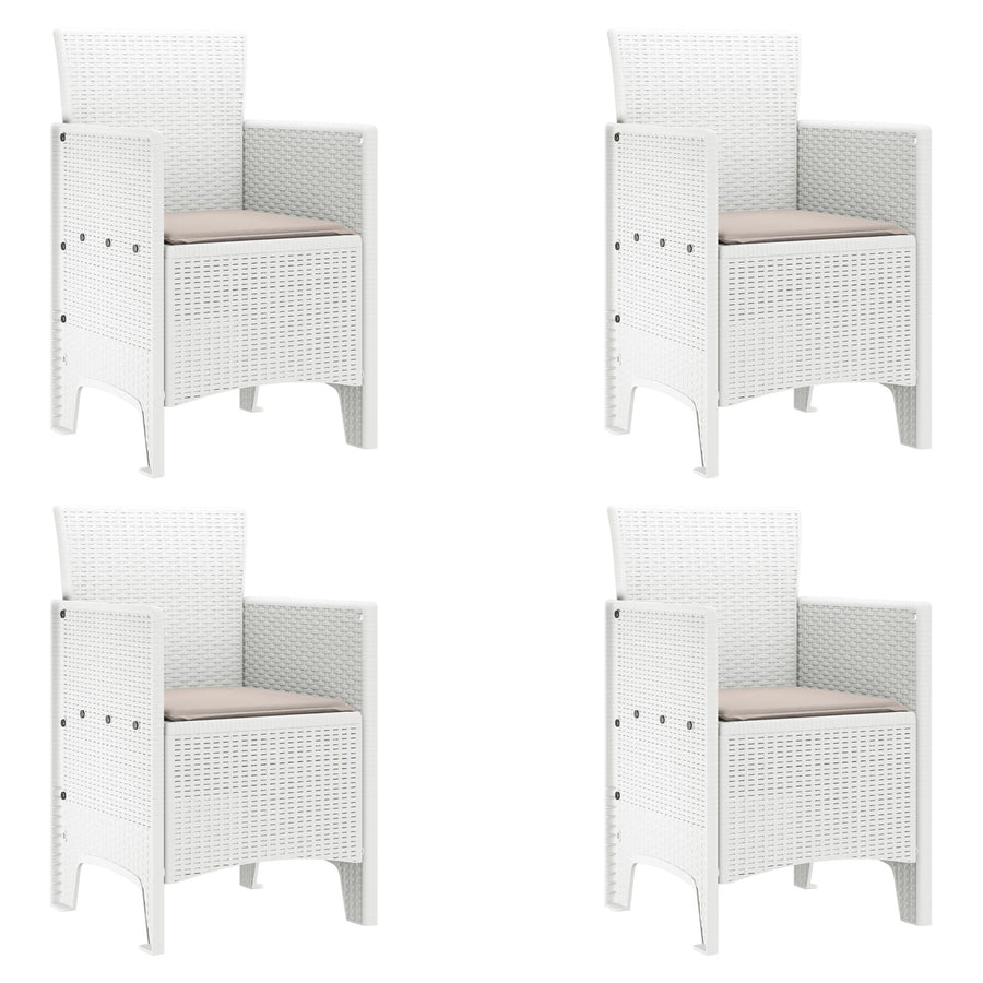 5-Delige Tuindinerset Met Kussens Wit Poly Rattan