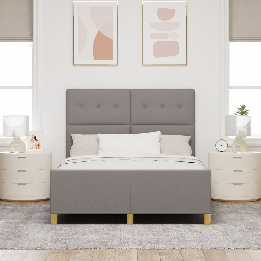 Bedframe Taupe 140X190 Cm Stof Crème
