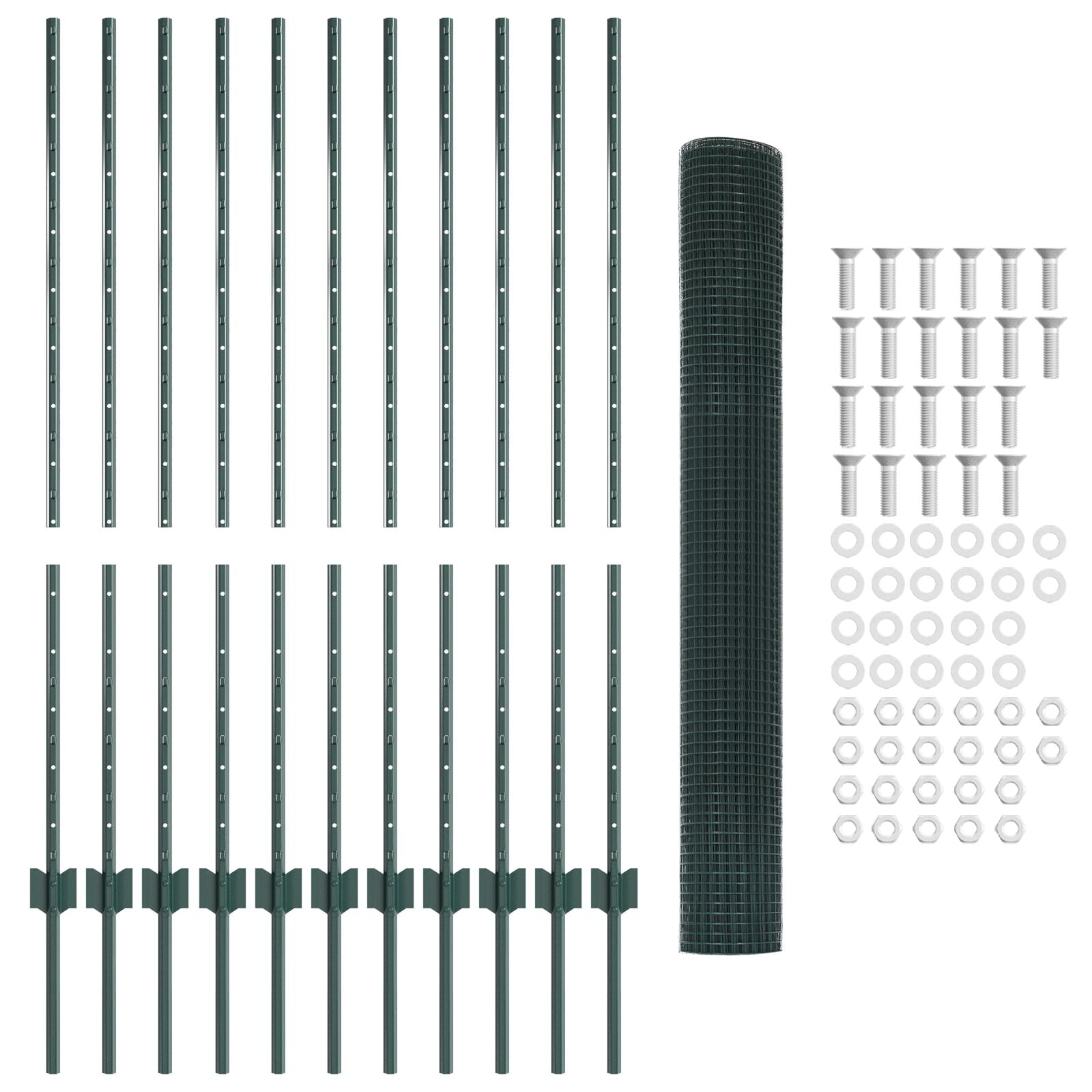 Gelast Draadhek Met 11 U-Palen Groen 1.2X25 M Staal