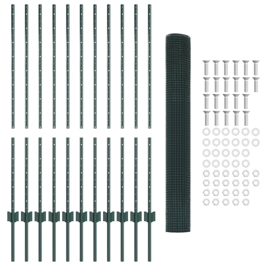 Gelast Draadhek Met 11 U-Palen Groen 1.2X25 M Staal