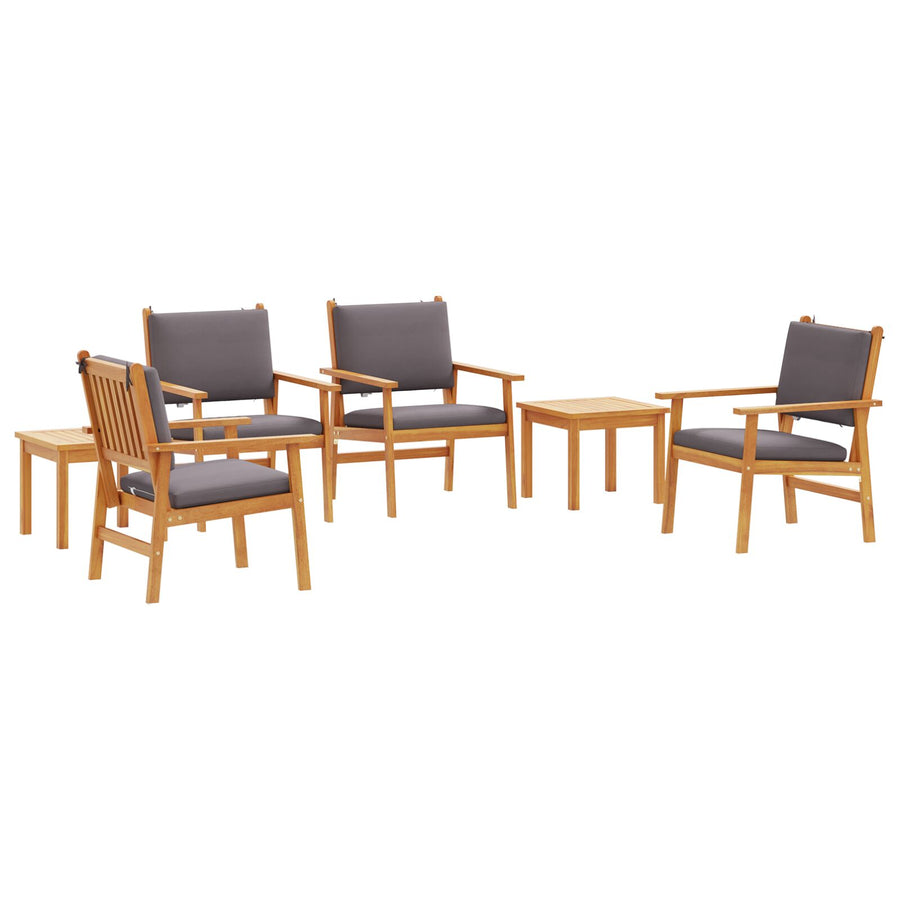 6-Delige Tuin Eetset Met Kussens Van Massief Acaciahout 2x tafel + 4x stoel Antraciet