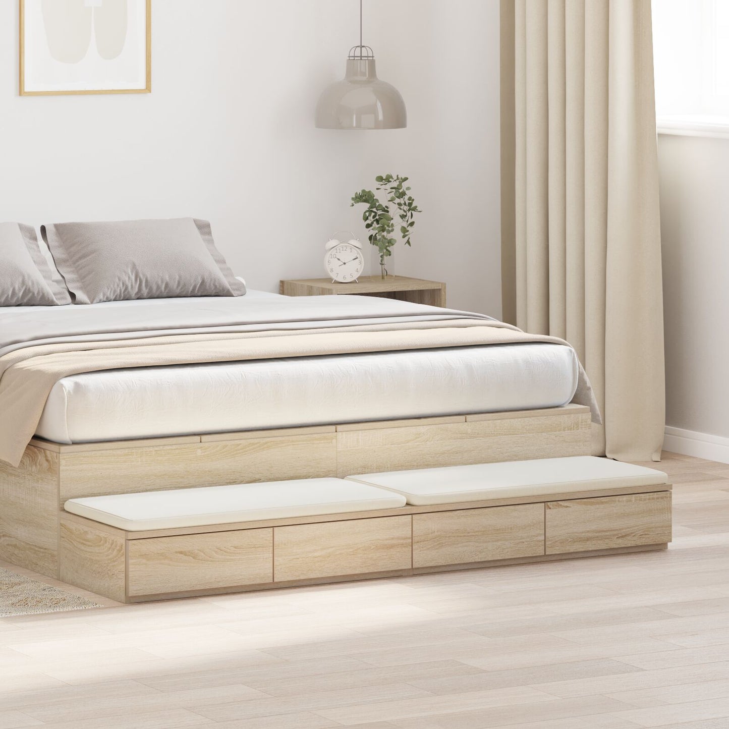 Nachtkastje Bewerkt Hout Opslag Sonoma eiken 140 x 36,5 x 16,5 cm