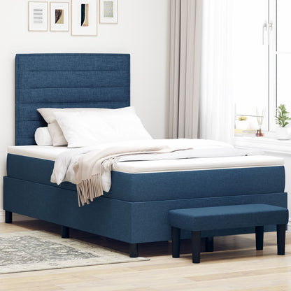 Boxspringbed Met Matras & Bank Stof Blauw 120 x 190 cm Lijnen ontwerp