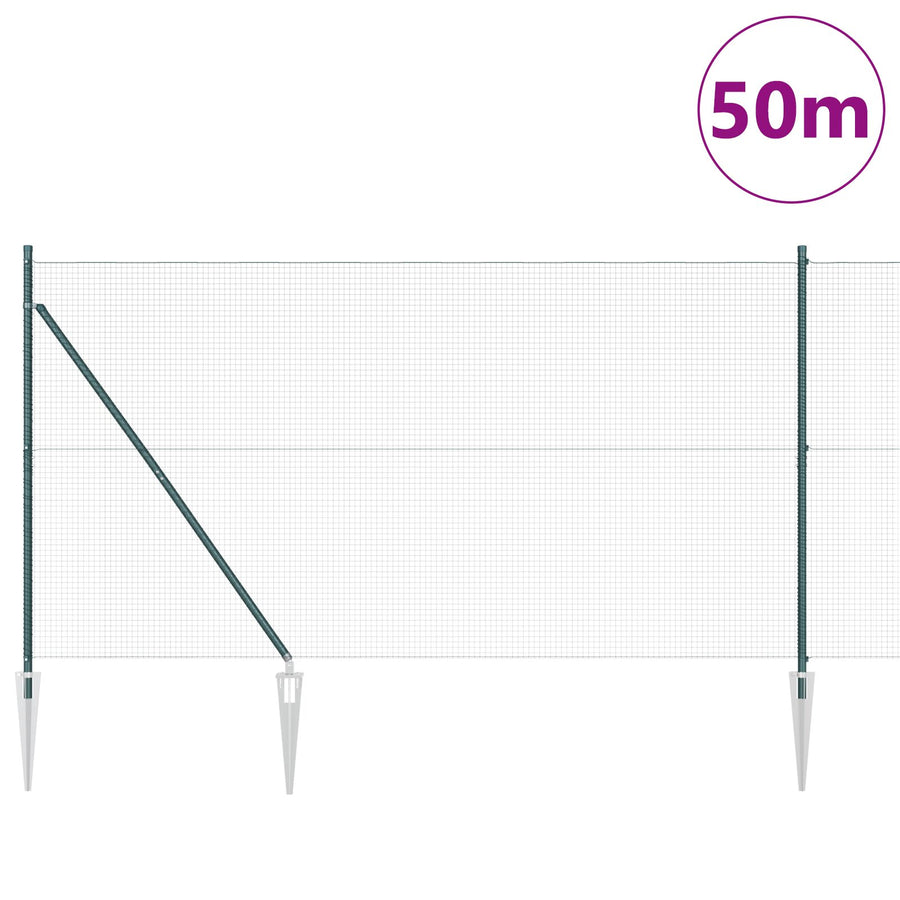 Gelast Draadhek Met 13 Spijker Palen Groen 1.4X50 M Staal Gegalvaniseerd Staal