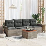 Tuinbankenset poly rattan grijs 5-delig