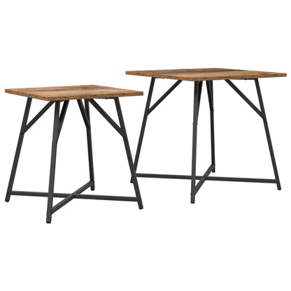 Bijzettafel Set Van 2 , Geengineerd Hout En Metaal Oud hout