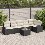 Loungeset poly rotan 7-delig zwart