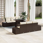 Lounge set with cushions 7 pcs Brown and Cream poly rattan