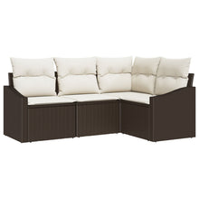 Tuin Sofa Set Set Van 4 Bruin Rattan Tuin Hoek Sofa Rechthoekig Gegalvaniseerd Staal