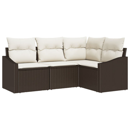 Tuin Sofa Set Set Van 4 Bruin Rattan Tuin Hoek Sofa Rechthoekig Gegalvaniseerd Staal
