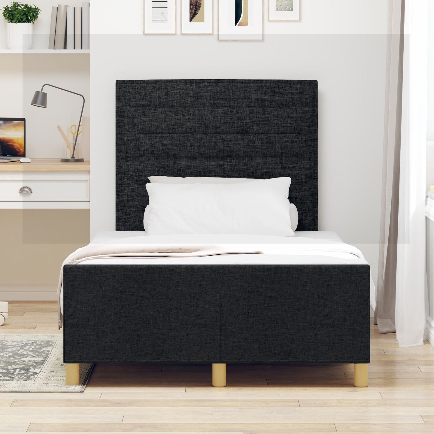 Bedframe Donkerbruin 120X190 Cm Stof Crème