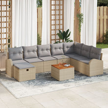 9-Delige Tuin Sofa Set Met Kussens Beige Poly Rattan