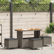 Tuin eettafelset poly rattan grijs 3 personen