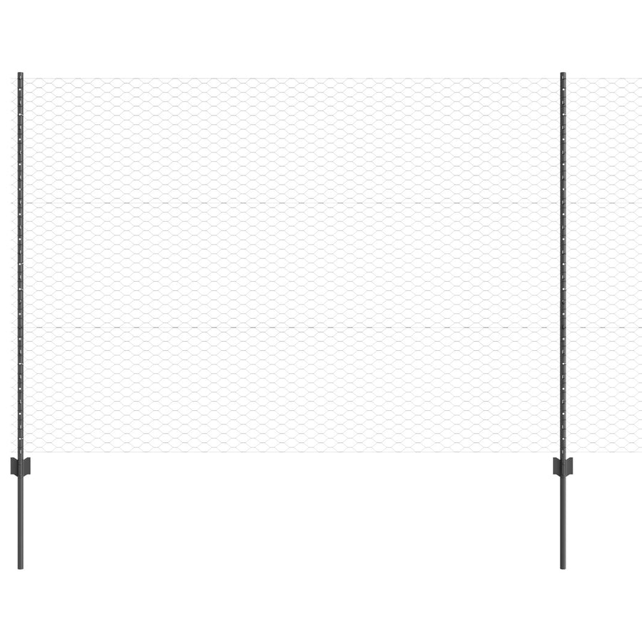 Gaasposten 22 St U-Channel Grijs 150 Cm Staal,  Hexagonaal Gaas Grijs 1,5X100 M Staal