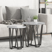 Bijzettafelset 2 stuks rond grijs Sonoma 50 cm