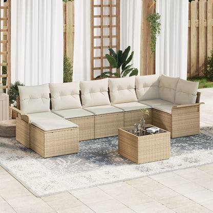 8-Delige Tuinbankset Met Kussens Bruin Poly Rattan