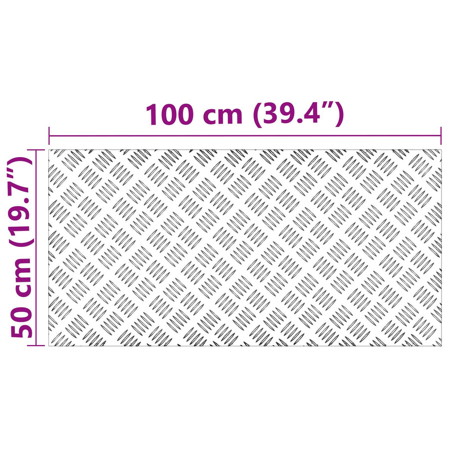 Aluminium Checkerplaten 2 Stuks Antislip 100X50 Cm 100 x 50 x 0.2 cm Rechthoekig