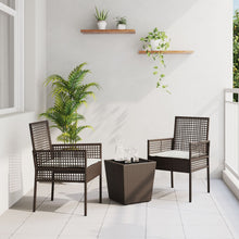 3-Delige Tuin Bistroset Met Kussens Bruin Poly Rattan