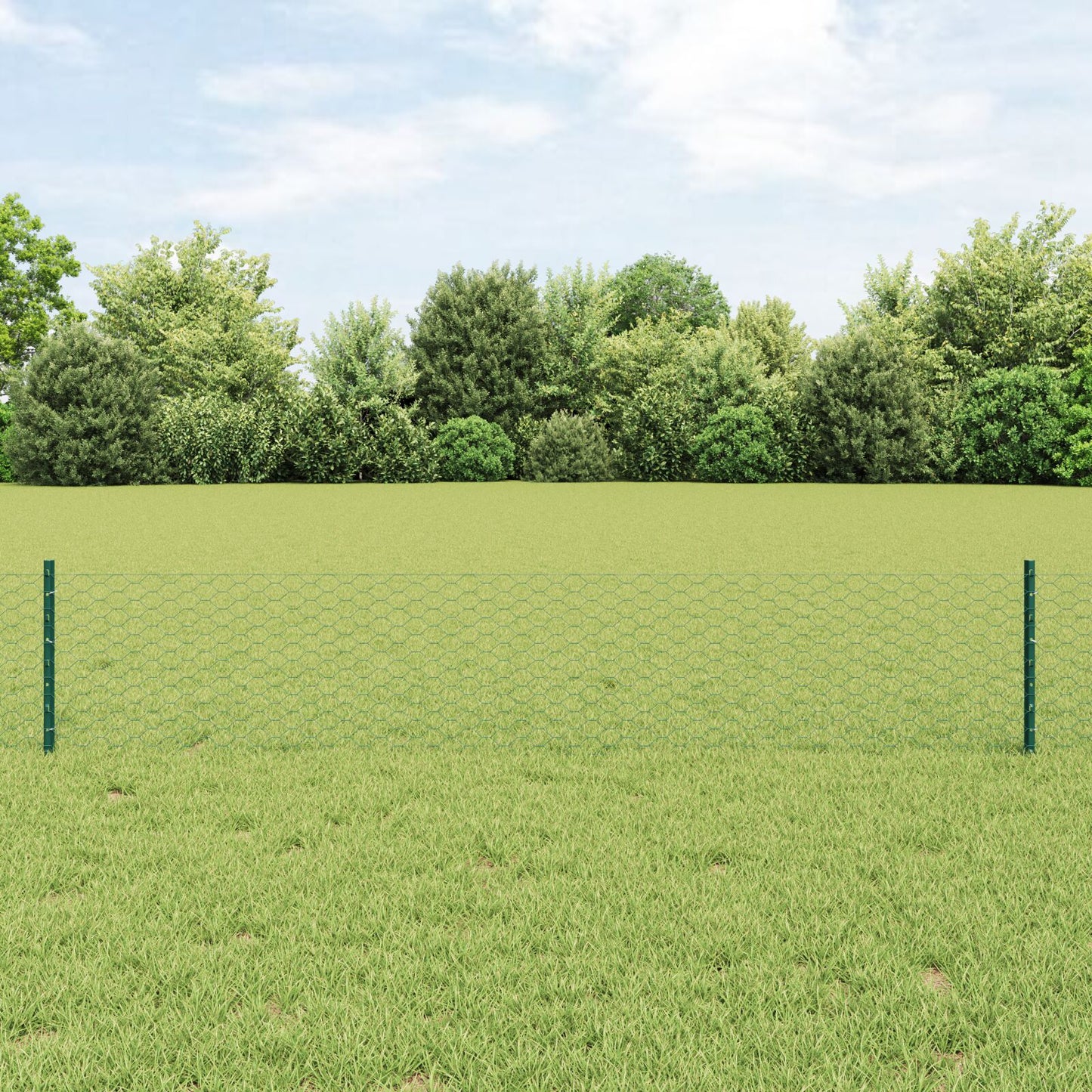Hek Posts 5 Stuks U-Kanaal Groen 40 Cm Staal,  Hexagon Hek Groen 0,4X10 M Staal