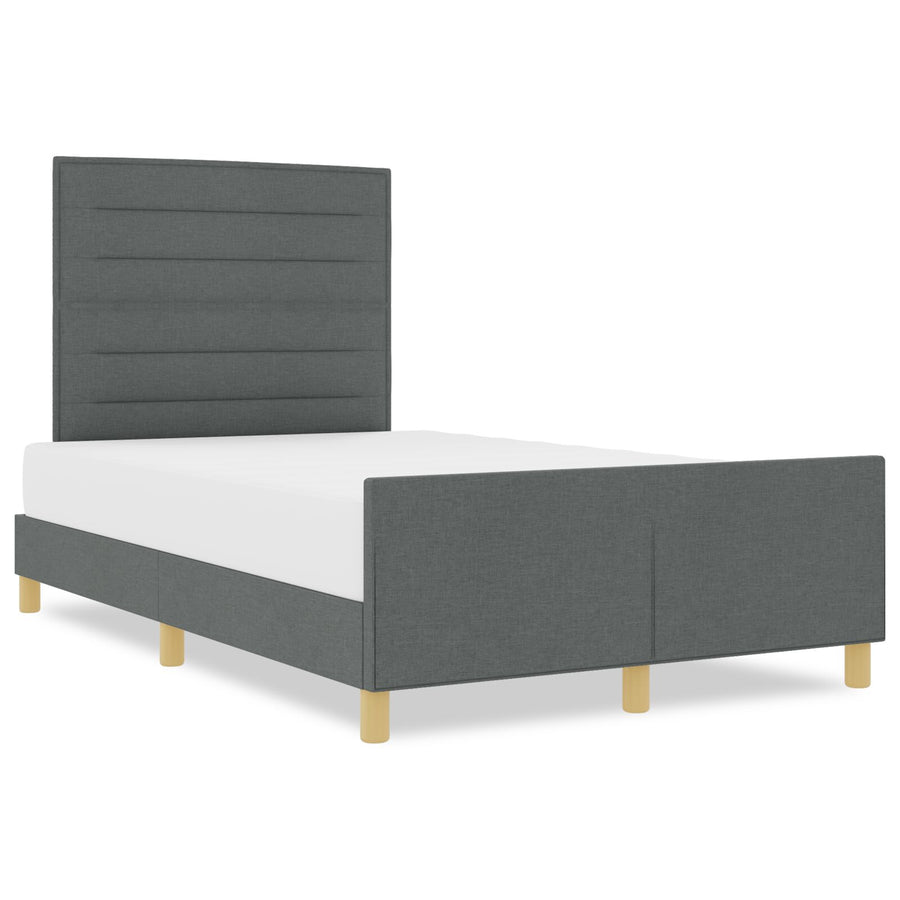 Bedframe Donkergrijs 140X190 Cm Stof Crème