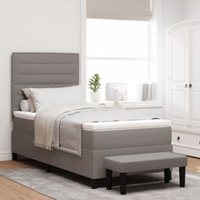 Boxspring Bed Met Matras & Bank Stof Taupe 100 x 200 cm Lijnen ontwerp