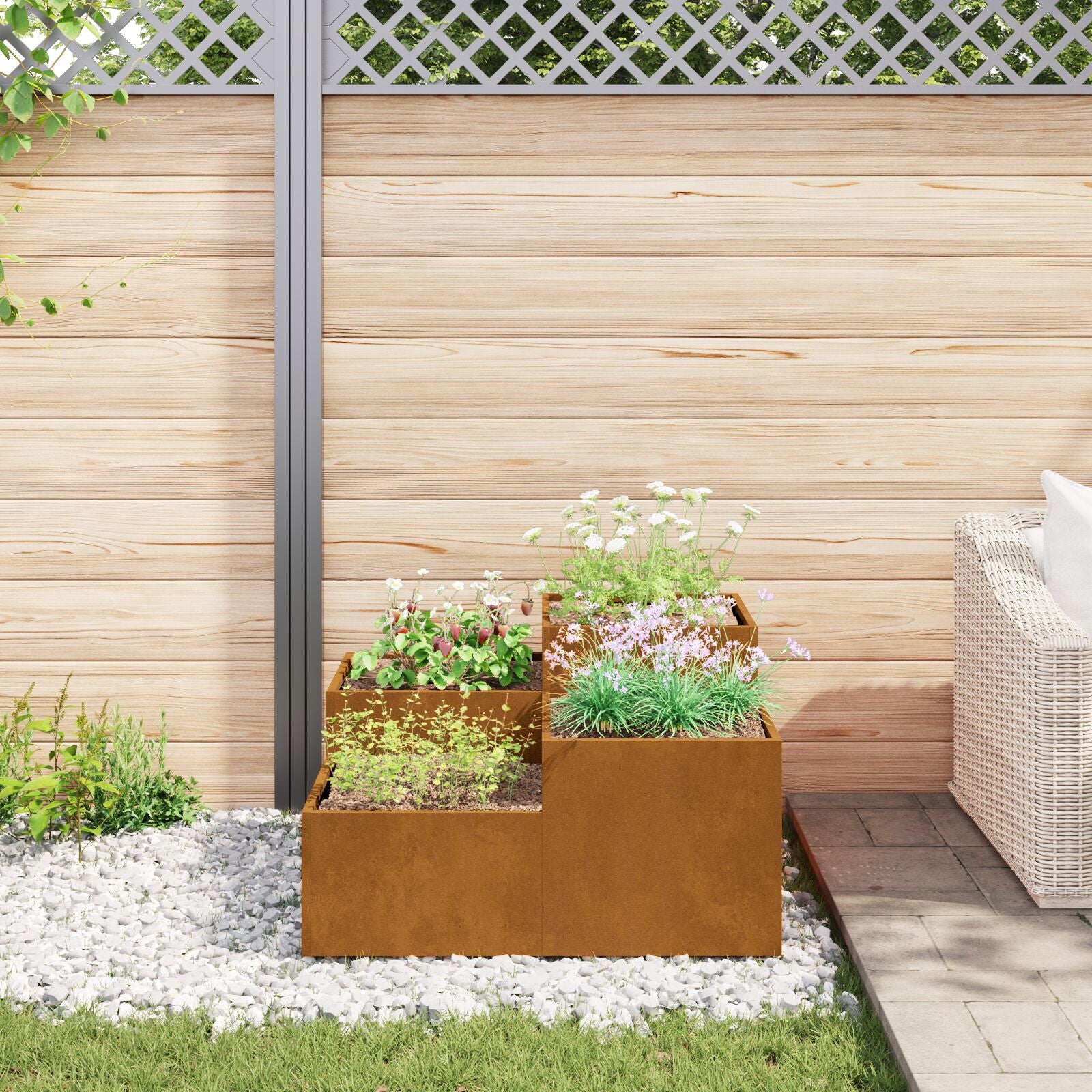 Tuin Planter Weerbestendig staal 80 x 80 x 48 cm